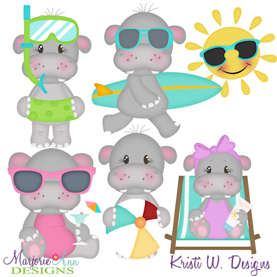 Beach Life Hippos SVG Cutting Files Includes Clipart - Click Image to Close